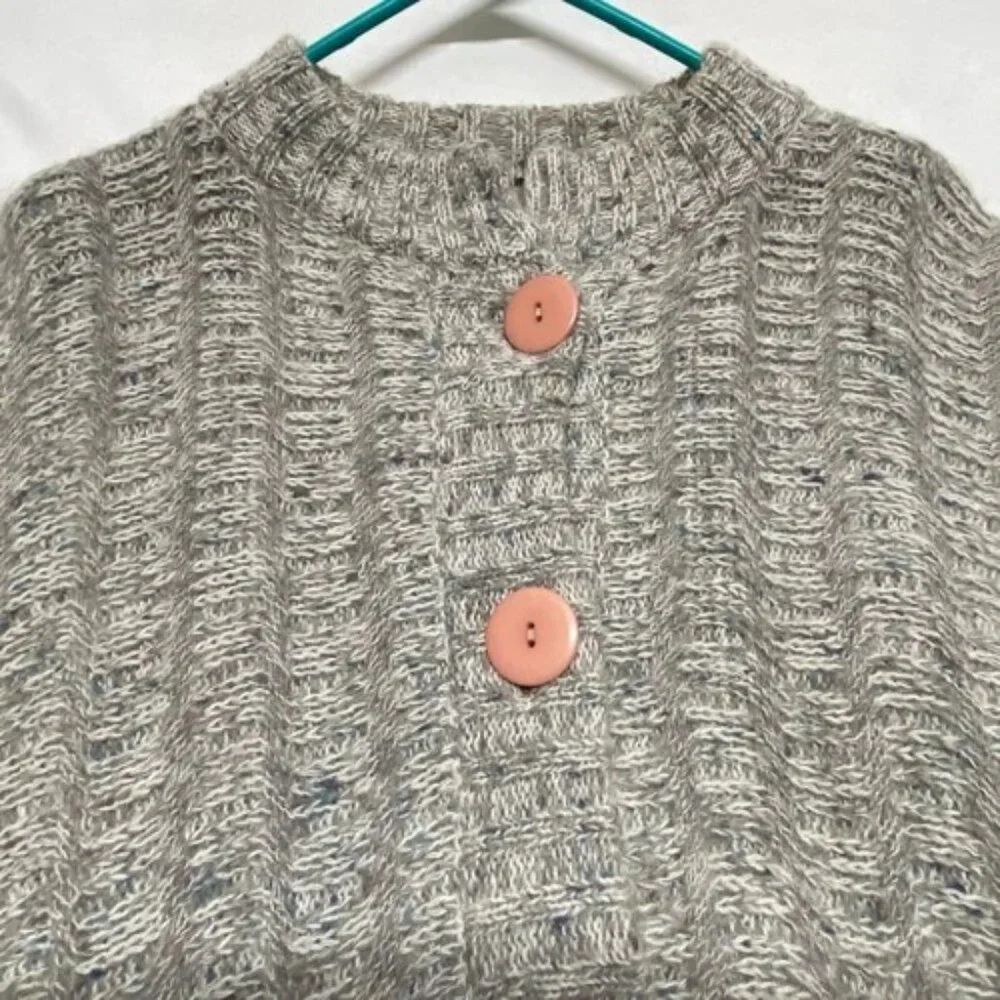 Vintage P.G.E. Mohair Wool Cardigan‎ Women's Medium Gray Ivory Chunky Knit NWOT